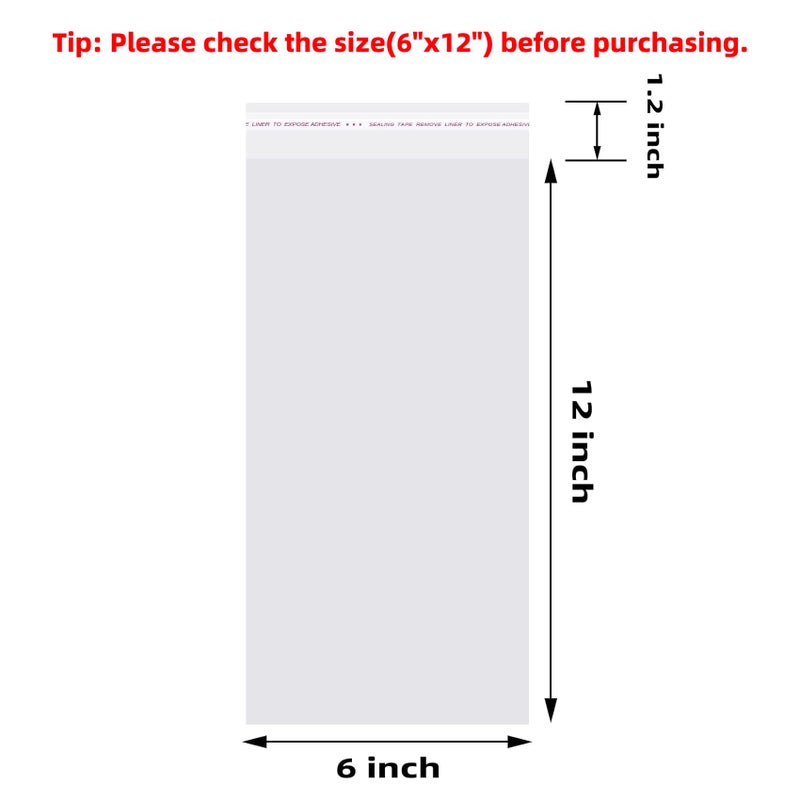 Morepack Self Sealing Cellophane Bags Self Adhesive,6x12 Inches Clear Resealable Cellophane Bags 200 Pieces - Image 2