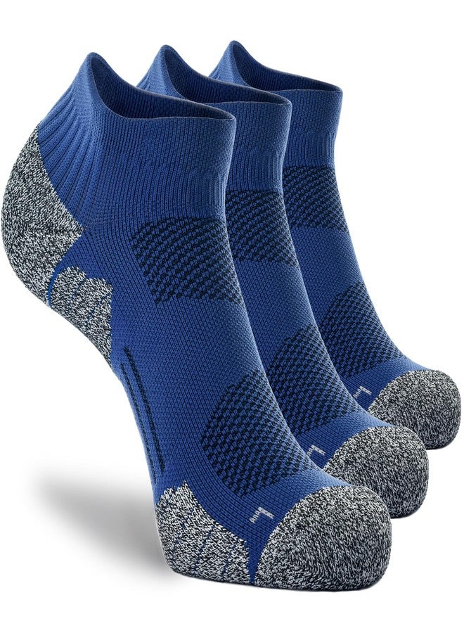 CWVLC Unisex Cushioned Compression Athletic Ankle Socks Multipack, 3-pairs Royal, L - Image 1