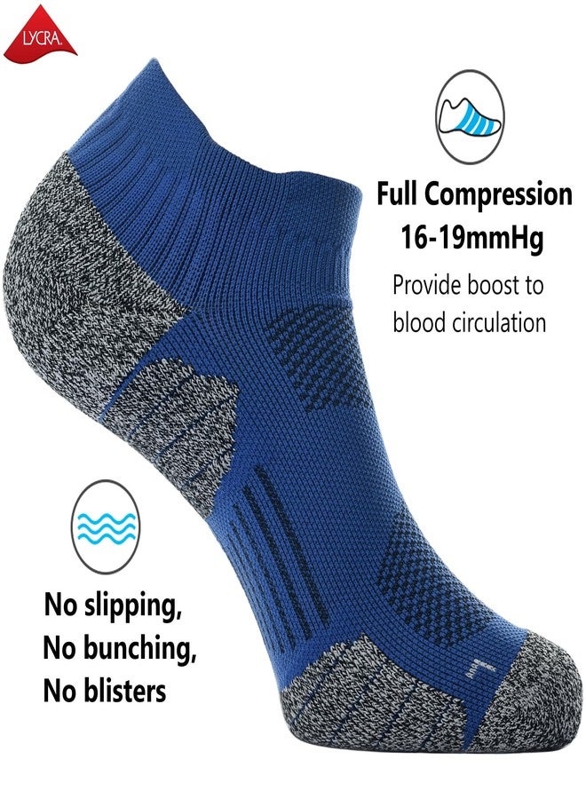 CWVLC Unisex Cushioned Compression Athletic Ankle Socks Multipack, 3-pairs Royal, L - Image 3