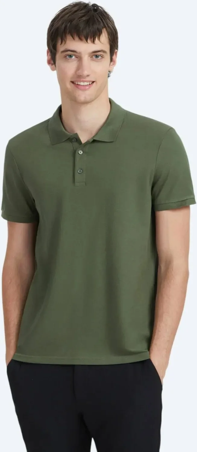 Kip Khaki Plain Polo Collar 100% Cotton T-Shirt