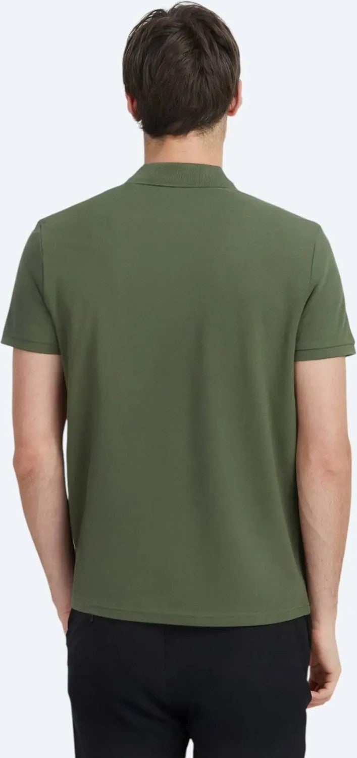 Khaki Plain Polo Collar 100% Cotton T-Shirt