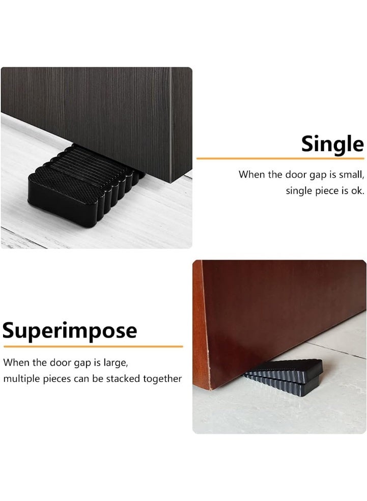 SUNSAR 4 Pack Black Rubber Door Stopper Wedge Thin and Small Non Slip Plug Discrete Heavy Soft Silicone Door Stops for Indoor Cupboard Shower Kitchen Floor Doorstop - Image 5
