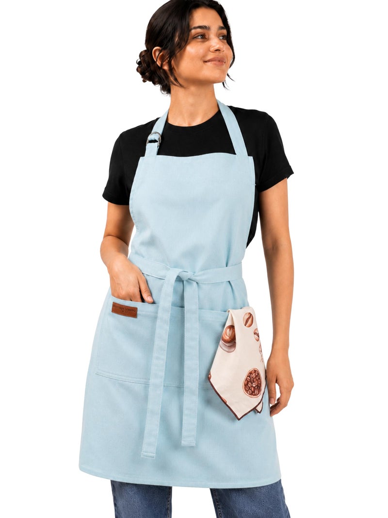 RUSTIQUE LINENS 100% Cotton Kitchen Apron with Terry Towel Wipe | Unisex Apron for Men & Women – Adjustable Neck Strap, Large Pocket – Ideal for Cooking, Baking, BBQ & Gardening - Navy Railroad - Image 1