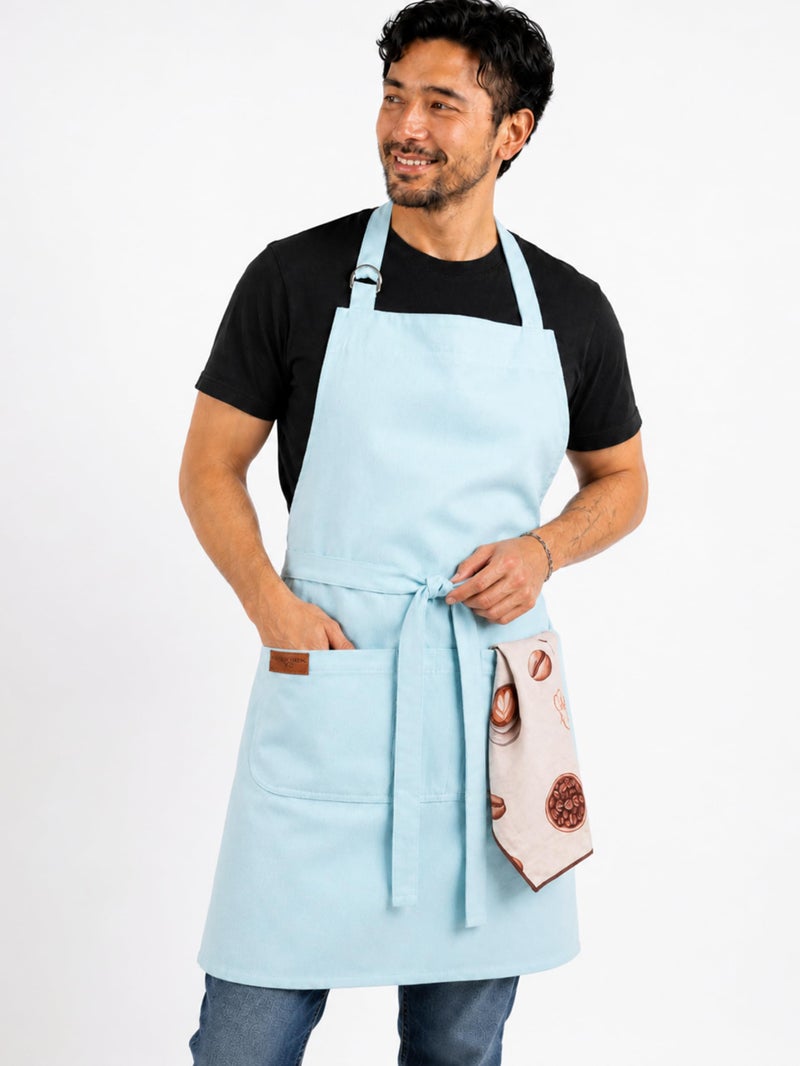 RUSTIQUE LINENS 100% Cotton Kitchen Apron with Terry Towel Wipe | Unisex Apron for Men & Women – Adjustable Neck Strap, Large Pocket – Ideal for Cooking, Baking, BBQ & Gardening - Navy Railroad - Image 2