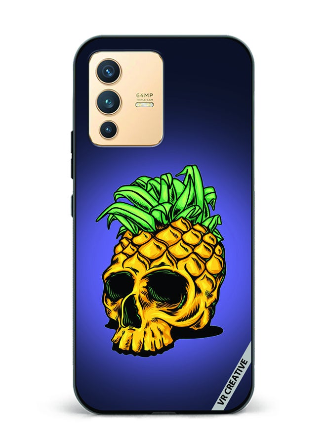 VR CREATIVE Protective Case Cover For Vivo V23 5G Pineapple Skull Design Multicolour - Image 1