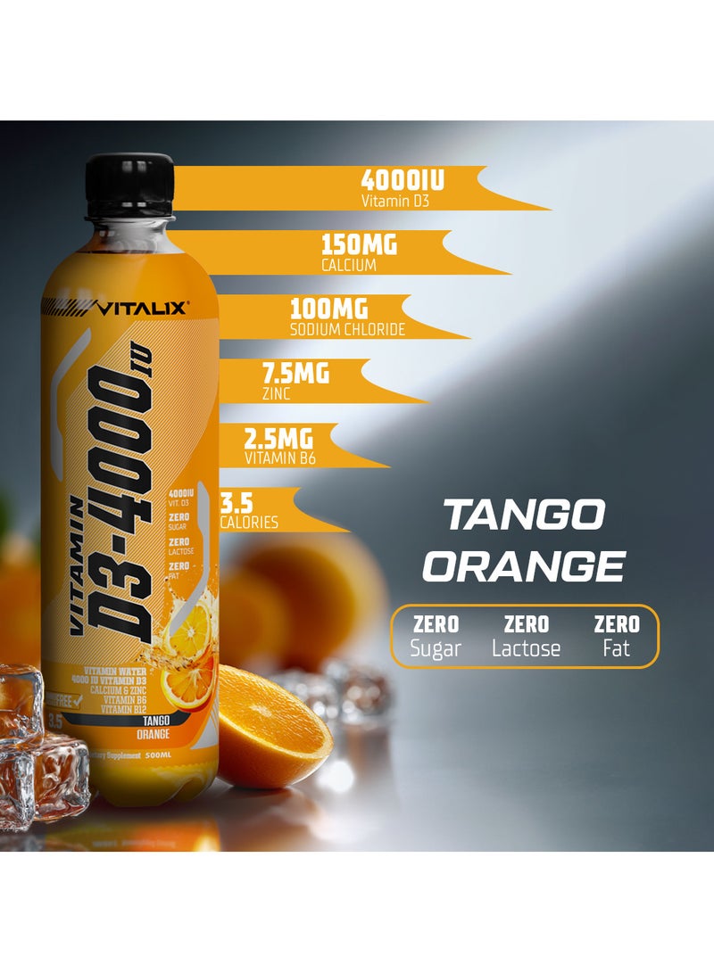فيتاليكس فيتامين D3-4000 ماء فيتامين، نكهة التانجو اورانج خالٍ من السكر، مع الكالسيوم والزنك، 500 مل، عبوة من 12 قارورة - Image 5