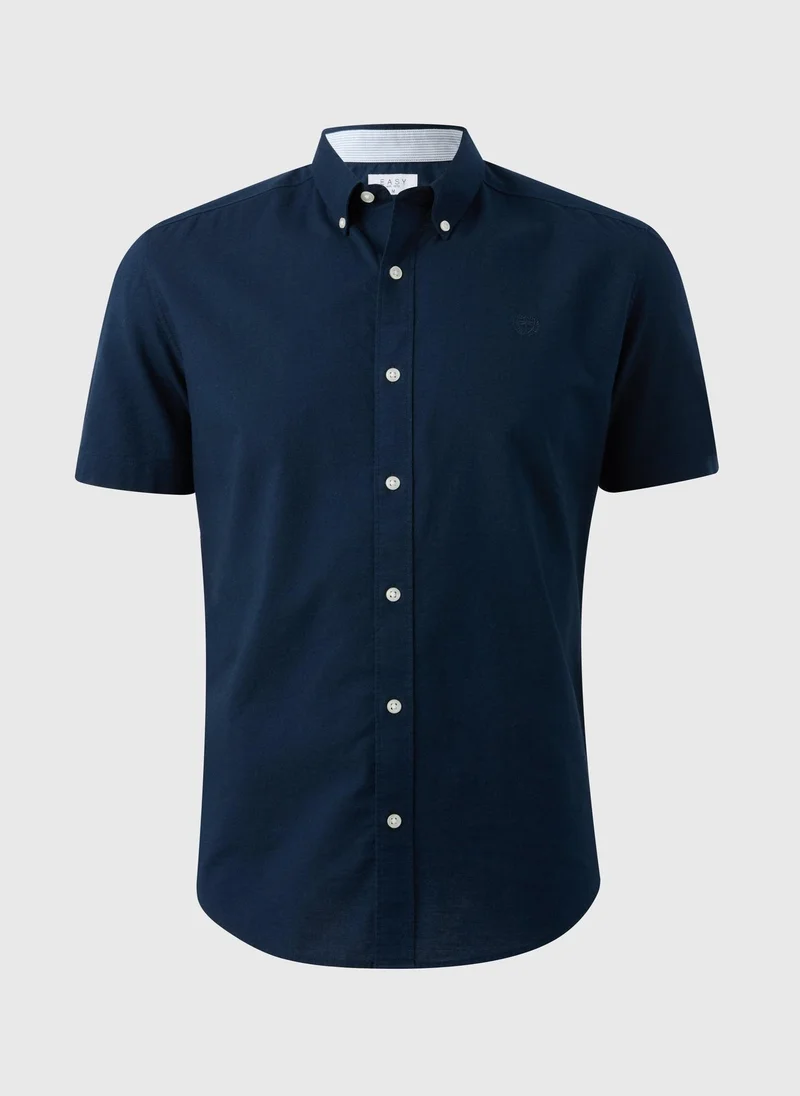 Matalan Navy Short Sleeve Oxford Shirt