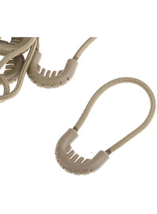 10pcs Zipper Pulls Cord Rope Ends Lock Zip Fastener for Jacket/Clothing/Bags - Tan  - Image 2