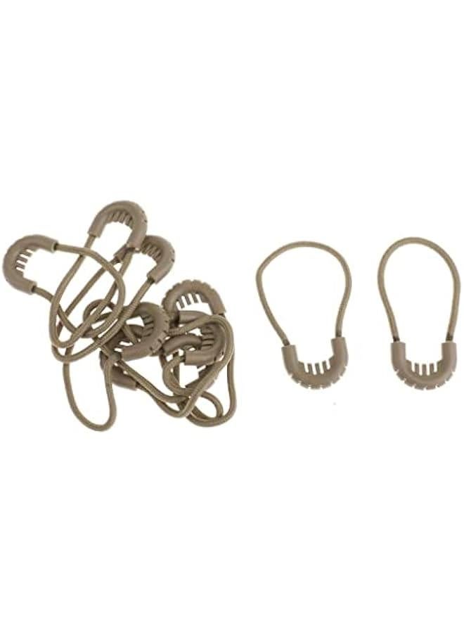 10pcs Zipper Pulls Cord Rope Ends Lock Zip Fastener for Jacket/Clothing/Bags - Tan  - Image 3