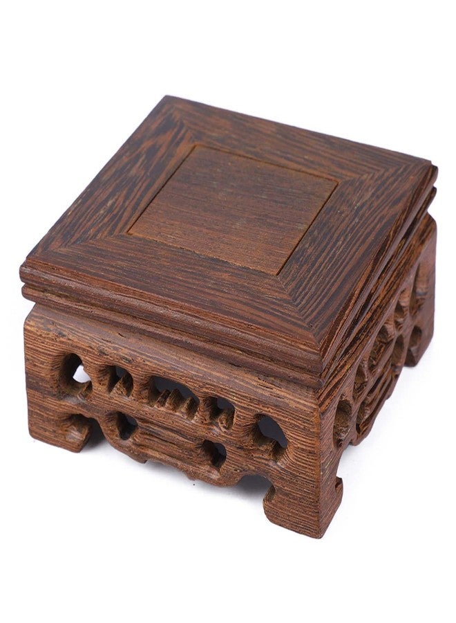 Tbest Wooden Display Stand Base,Delicate Small Teapot Base Vase Decoration Solid Wood Bonsai Pedestal Wooden Base(#1) (Length 8 Width 8 Height 3.7) - Image 1