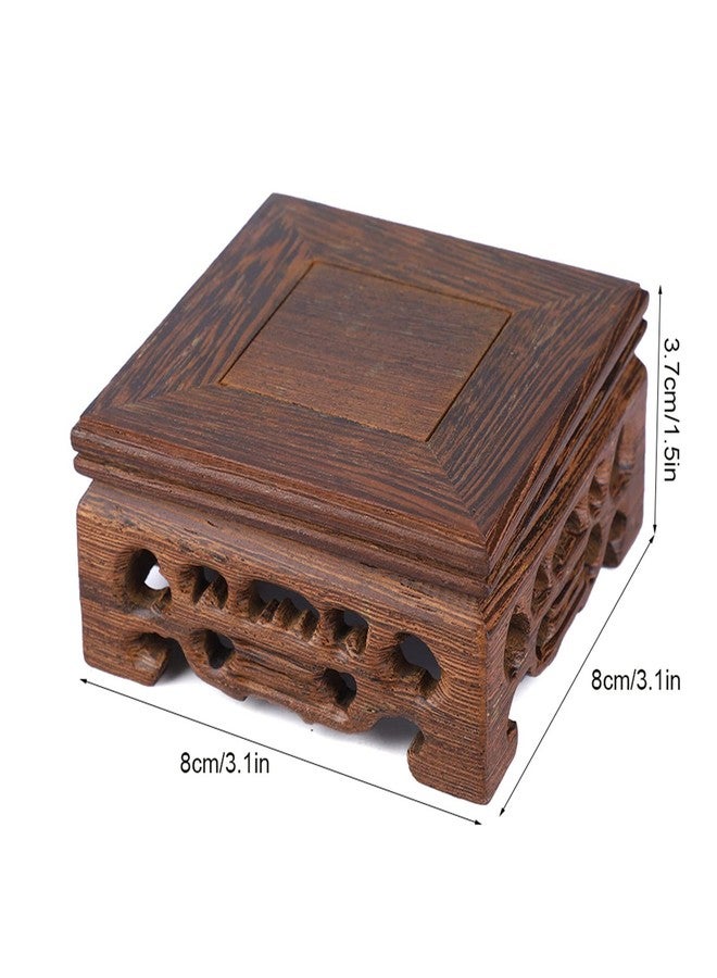 Tbest Wooden Display Stand Base,Delicate Small Teapot Base Vase Decoration Solid Wood Bonsai Pedestal Wooden Base(#1) (Length 8 Width 8 Height 3.7) - Image 4