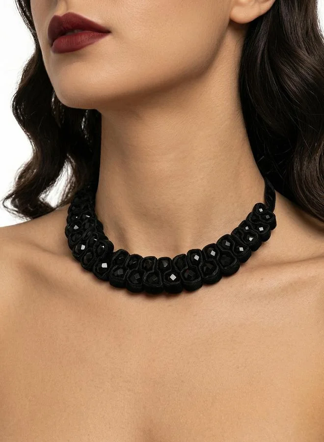 Take Two Strappy Glass Beaded Choker Necklace