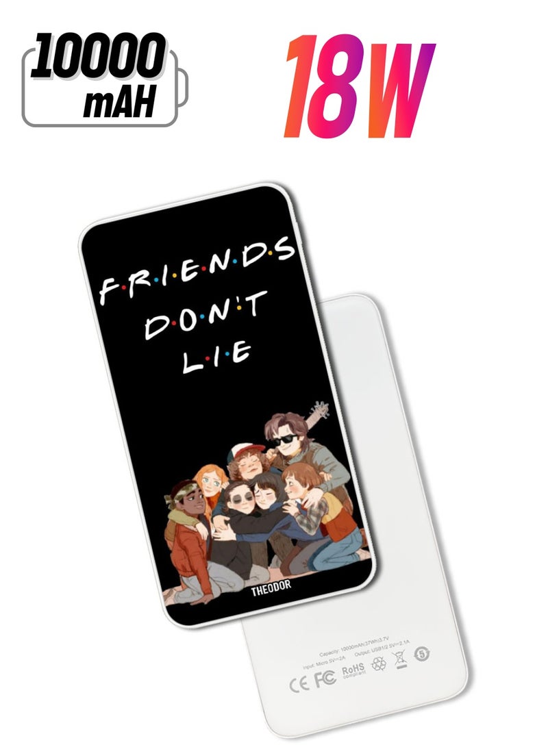 Theodor 10,000 mAh Super Fast Charging Ultra Compact Power Bank with Quick Charge & Power Delivery, Portable Charger For iPhone and Android Friends Dont Lie - Image 1