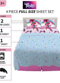Franco Kids Bedding Super Soft Sheet Set, Full, Trolls World Tour  - Image 3