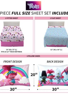 Franco Kids Bedding Super Soft Sheet Set, Full, Trolls World Tour  - Image 4