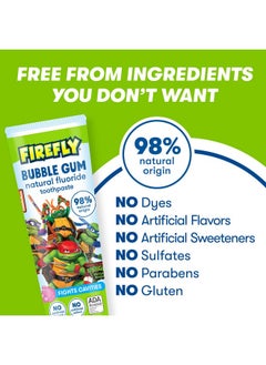 Firefly Kids Anti-Cavity Natural Fluoride Toothpaste, Tmnt, Bubble Gum Flavor, Ada Accepted, 4.2 Oz  - Image 3