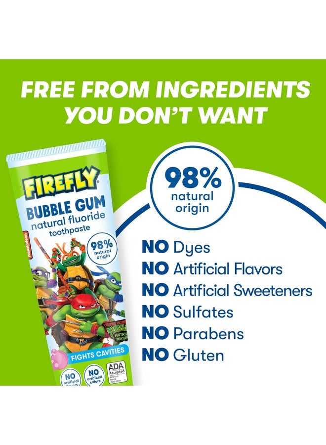 Firefly Kids Anti-Cavity Natural Fluoride Toothpaste, Tmnt, Bubble Gum Flavor, Ada Accepted, 4.2 Oz - Image 3