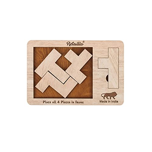 Retailio Four Fit Wooden Puzzles for Kids and Adults Brain Teaser IQ Game - The Finest Dissection Puzzle of All Time (Four Fit) - Image 1