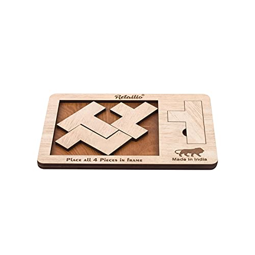 Retailio Four Fit Wooden Puzzles for Kids and Adults Brain Teaser IQ Game - The Finest Dissection Puzzle of All Time (Four Fit) - Image 2