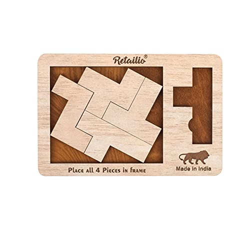 Retailio Four Fit Wooden Puzzles for Kids and Adults Brain Teaser IQ Game - The Finest Dissection Puzzle of All Time (Four Fit) - Image 5