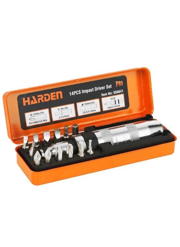 Harden Harden 14Pcs Impact Driver Bit Set Multi-purpose High Hardness Professional Hand Tool Set - 550641  - Image 1
