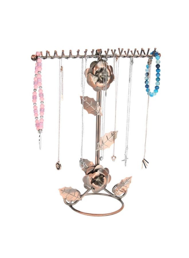 klarako Jewelry Holders, Roses Flower Jewelry Decoration Shelf, Extra Tall Necklaces Holders for Rings, Earrings, Bracelets, Watches and Accessories, Jewelery Boxes Trays with Integrated J  - Image 1