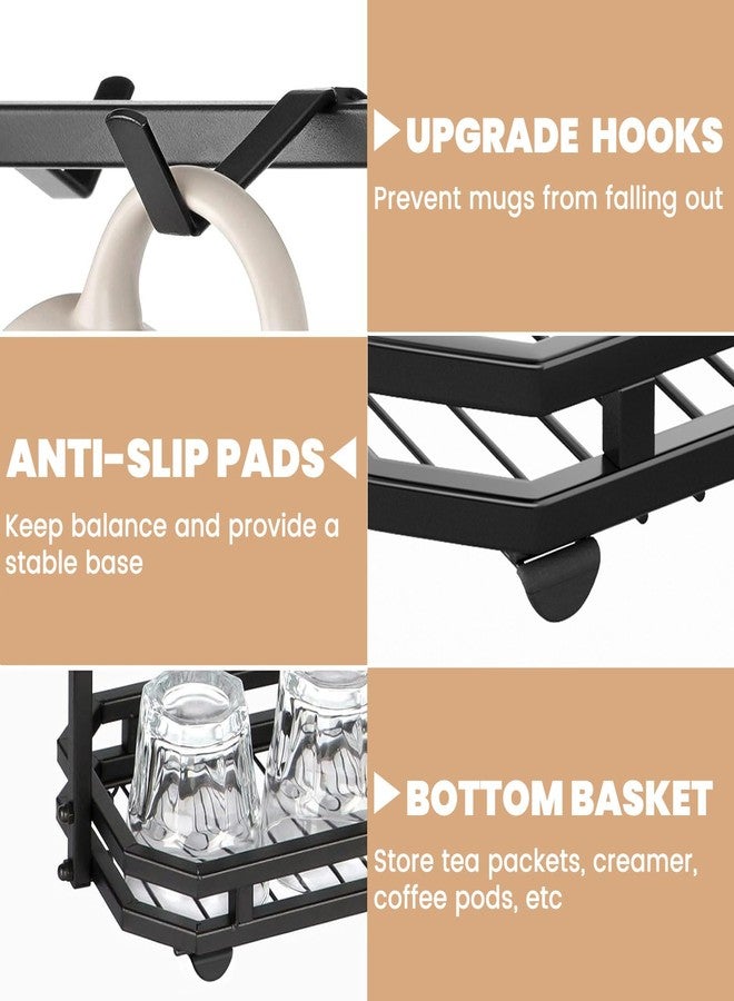 FANGSUN Large Coffee Mug Holder Stand Countertop, Tree Rack for 14 Mugs, 2 Tier Counter Display Storage, Metal Wire Tea Cup Holder for Coffee Station Kitchen Organizer, Not Included Mugs - Image 4