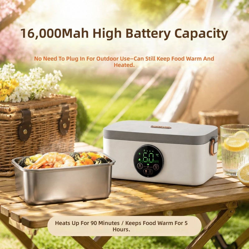 Woke Wireless Heating Lunch Box - USB Rechargeable, No Water Needed, Perfect for Office Workers - Image 3