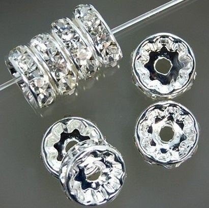 Generic Silver Gold Plated Rhinestone Spacers 4-12mm Silver plated straight edge 