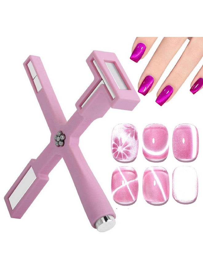 NAIL GIL NAILGIL 5 in 1 Nail Magnet Tool, Multi-function Cat Eye Magnet for Nails, Strong Cat Eye Gel Nail Polish Magnetic Stick Accessories for Nail Art Design Salon Quality, Pink - Image 1