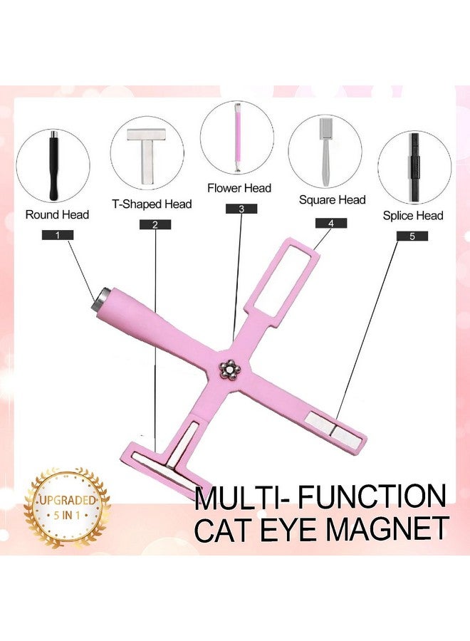 NAIL GIL NAILGIL 5 in 1 Nail Magnet Tool, Multi-function Cat Eye Magnet for Nails, Strong Cat Eye Gel Nail Polish Magnetic Stick Accessories for Nail Art Design Salon Quality, Pink - Image 2