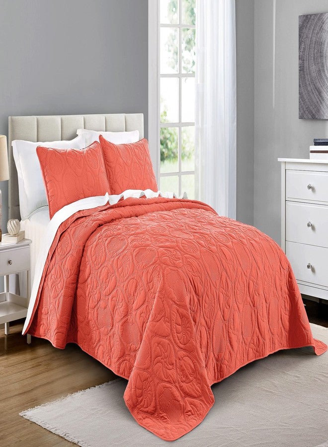 Pure Bedding طقم لحاف Pure Bedding مقاس كينج/كاليفورنيا كينج/كاليفورنيا كينج، لون مرجاني - غطاء سرير كبير الحجم - غطاء من الألياف الدقيقة - يتضمن لحافًا واحدًا و2 غطاء وسادة، بنقشة نجمة المحيط - Image 1
