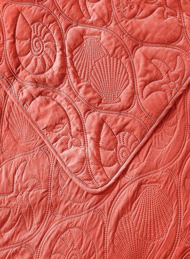 Pure Bedding طقم لحاف Pure Bedding مقاس كينج/كاليفورنيا كينج/كاليفورنيا كينج، لون مرجاني - غطاء سرير كبير الحجم - غطاء من الألياف الدقيقة - يتضمن لحافًا واحدًا و2 غطاء وسادة، بنقشة نجمة المحيط - Image 4