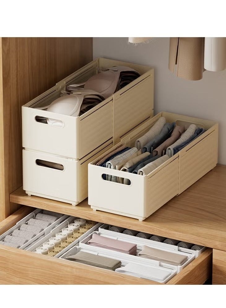 Beauenty 3 Pack Adjustable Expandable Large Capacity Plastic Drawer Organizer, Stackable Storage Box, Drawer Organizers Box, Wardrobe Clothes Organizers Bins, Kitchen Home Desktop Storage Box - Image 1
