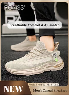 roaiss Casual Lace up Woven Sneakers for Men Comfortable Durable and Shock Absorbing Sports Shoes for Outdoor Activities Mens Breathable Lightweight Running Shoes for Spring and Summer  - Image 2