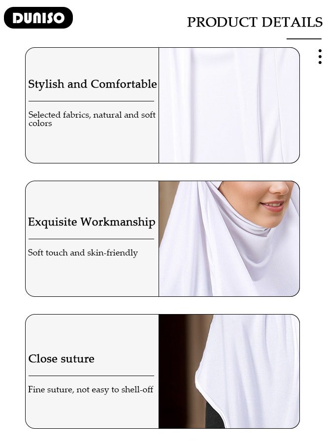 DUNISO Women Muslim Heardscarf Shawl Pullover Extra Long Prayer Hijab Muslimah one Piece Chadors Arabia Body Cover Turban Islamic Middle East Full Cover Clothing  - Image 2