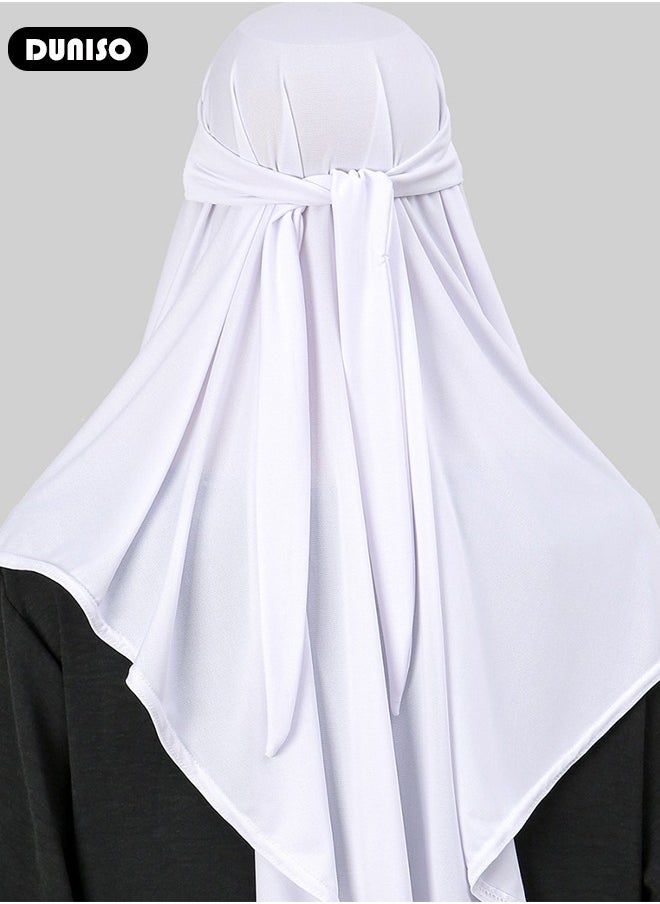 DUNISO Women Muslim Heardscarf Shawl Pullover Extra Long Prayer Hijab Muslimah one Piece Chadors Arabia Body Cover Turban Islamic Middle East Full Cover Clothing  - Image 4