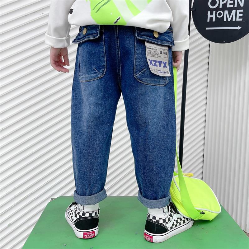 Boys' Jeans 2023 Children'S Thin Pants Stretch Slim Fit Version Blue Pants Small Foot Slim Fit Version - Image 3