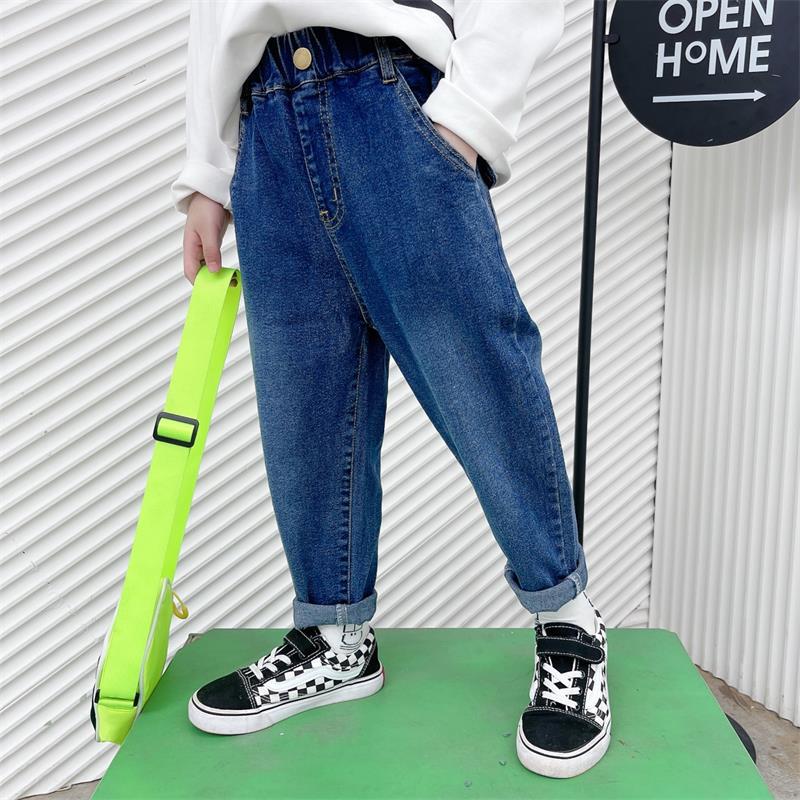Boys' Jeans 2023 Children'S Thin Pants Stretch Slim Fit Version Blue Pants Small Foot Slim Fit Version - Image 4
