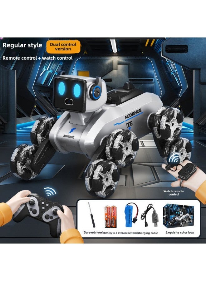 Children's Remote Control Car Electric Intelligent Robot Dog Toy Children's Car Eight Wheel Gesture Three Induction Boy Robot-Colour:Top Equipped With Dual Controls  Eight-wheel Stunt Robot Dog-Specification:1 Set Of Lithium Batteries + Remote Control Battery + Screwdriver + Exquisite Gift Box + Warranty - Image 1
