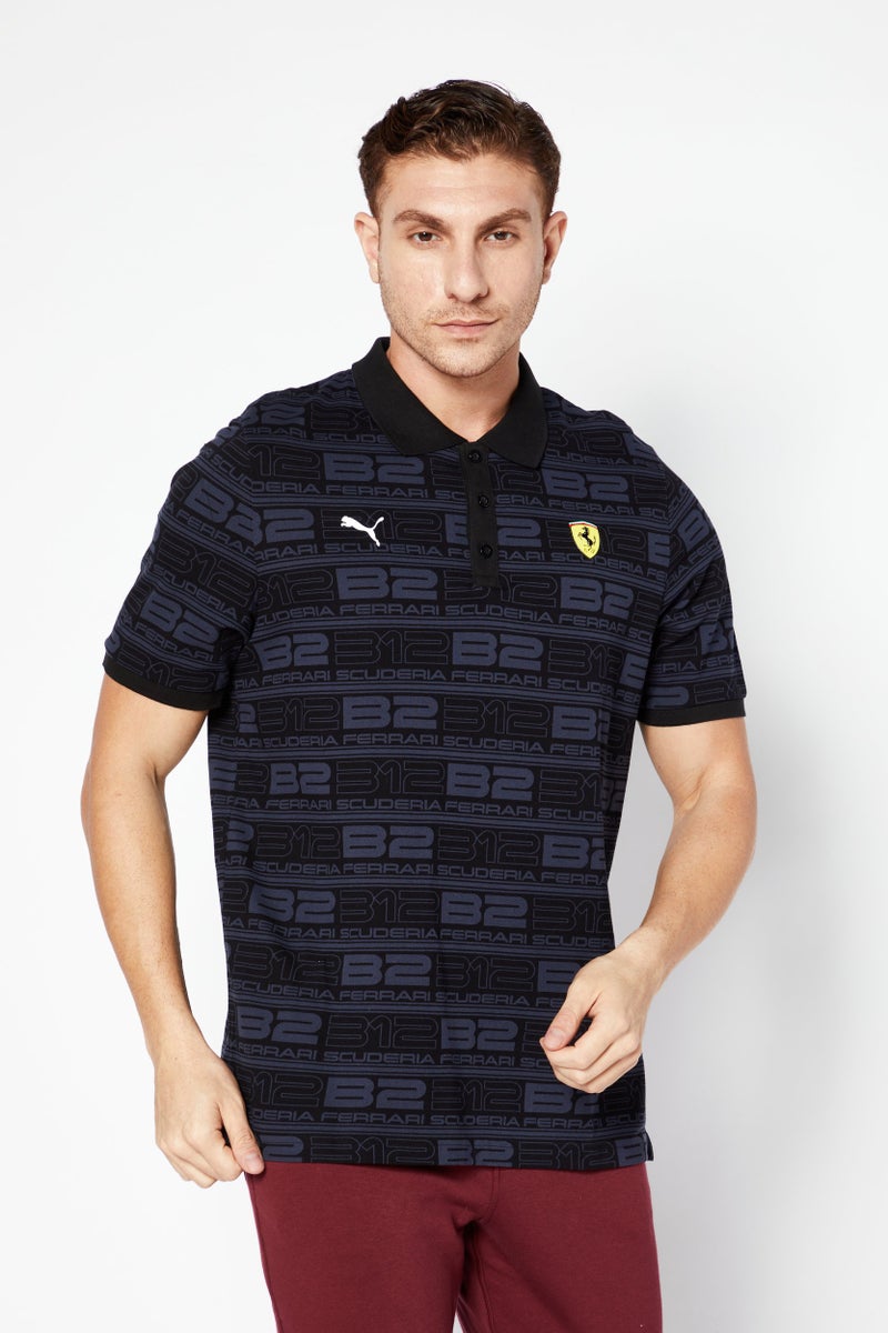 PUMA Puma x Scuderia Ferrari Men Sportswear Fit Short Sleeves Racing Polo Shirt, Black  - Image 1