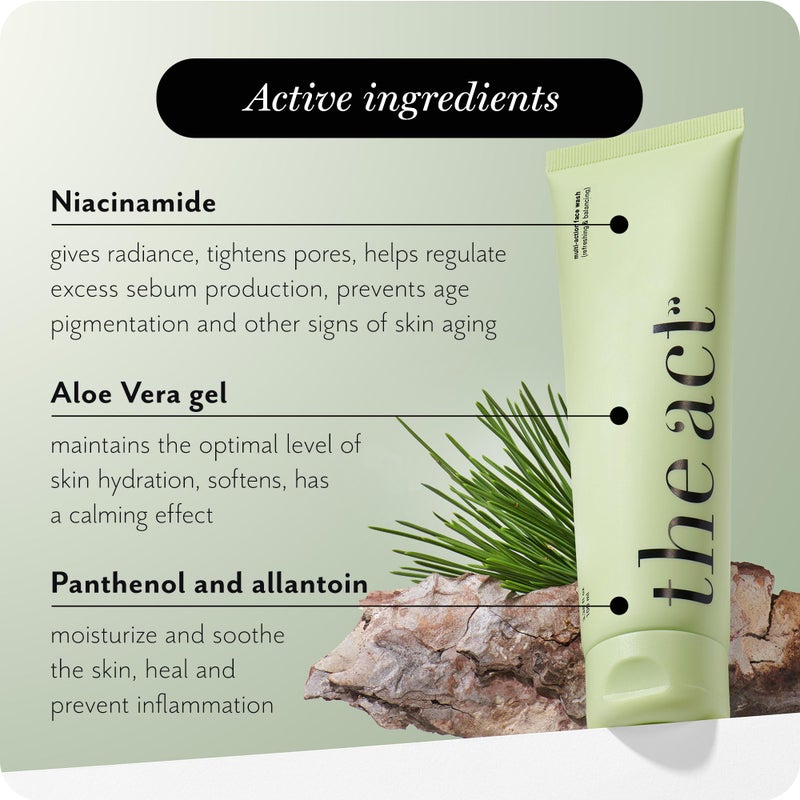The Act Daily Face Wash â€“ Foaming Facial Cleanser with Niacinamide, Aloe Vera, Pine Extract, Panthenol for All Skin Types - Makeup Remover, Pore Cleanser, for Women Men Vegan, Organic | 3.38 fl oz - Image 5