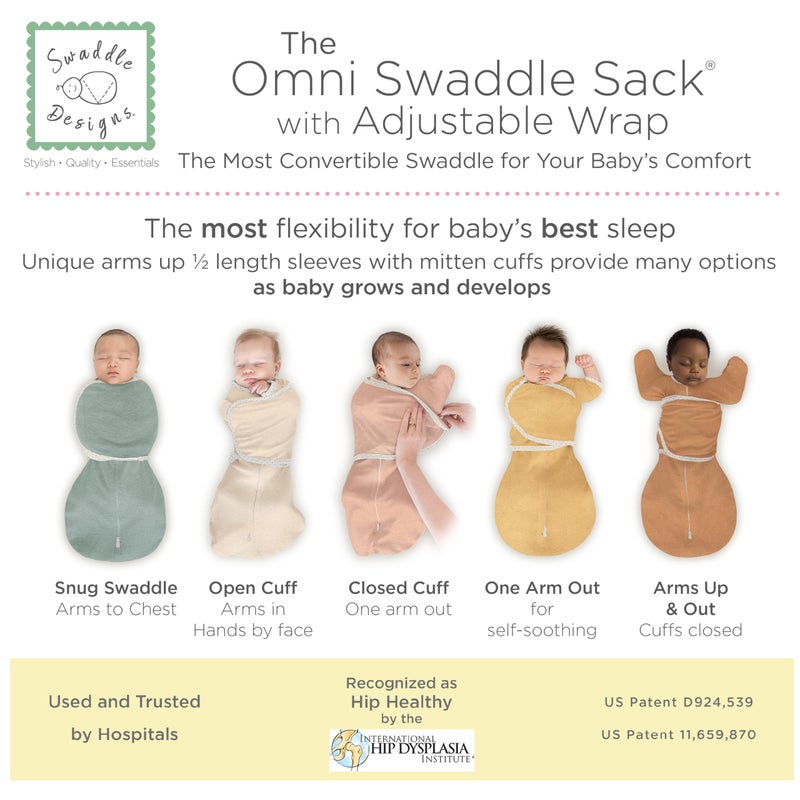 SwaddleDesigns Omni Swaddle Sack® Arms Up Half-Length Sleeves & Mitten Cuffs, Easy Swaddle Transition, Hedgehogs, 0-3 Month - Image 5