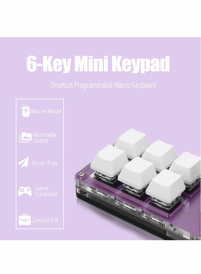 كيبورد ميكانيكي صغير للعبة، مع مفاتيح مختصرة متعددة الوظائف، مفتاح دوران، سهل الاستخدام، متوافق مع ويندوز وفستا ولينكس وماك (6 مفاتيح) - Image 2