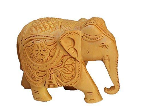 Cloudtail Cloudtail APNOGHAR Wooden Elephant Carving Trunk Dawun Brown 10 cm mk01062  - Image 1