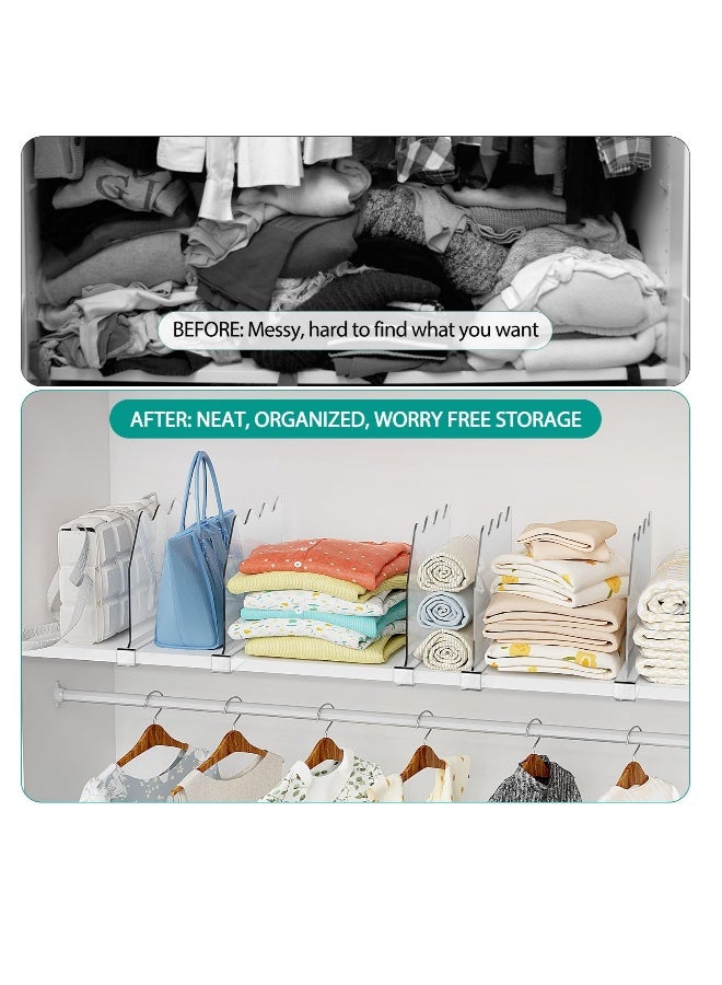 Shelf Dividers for Closets, 6 Pcs Clear Acrylic Shelf Divider, Adjustable Clear Shelf Separators, for Wood Shelves and Clothes Organizer/Purses Separators, for Closet, Bedroom, Kitchen and Office  - Image 2