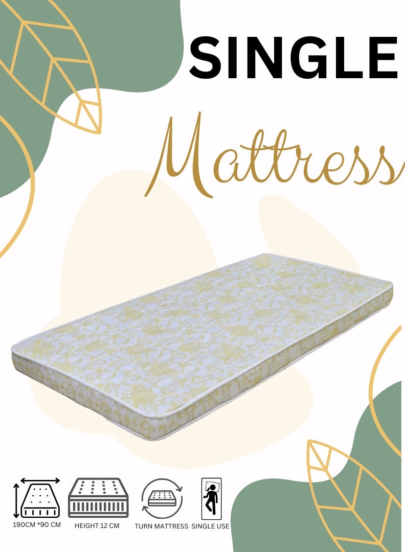 Medical Single Size Mattress a High-Density Orthopedic Rebounded Mattress Made from A Good Quality Foam Material. Premium Quality Single Use Mattress for Superior Comfort and Durability 190 cm*90 cm*12 cm (Arfan)