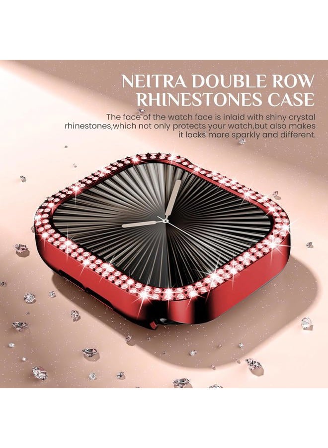 DEALELE Bands Compatible with Apple Watch Series 6/5 / 4 / SE (44mm), Bling Rhinestone Diamond Metal Strap with Protective Case Cover Replacement for iWatch 44mm Women Men (44mm, Original Rose pink) - Image 5