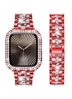 DEALELE Bands Compatible with Apple Watch Series 6/5 / 4 / SE (44mm), Bling Rhinestone Diamond Metal Strap with Protective Case Cover Replacement for iWatch 44mm Women Men (44mm, Original Rose pink)  - Image 1