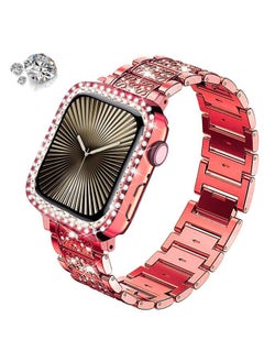 DEALELE Bands Compatible with Apple Watch Series 6/5 / 4 / SE (44mm), Bling Rhinestone Diamond Metal Strap with Protective Case Cover Replacement for iWatch 44mm Women Men (44mm, Original Rose pink)  - Image 2